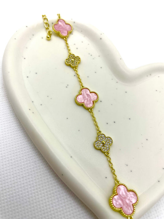 Bracelet fleurs couleur rose